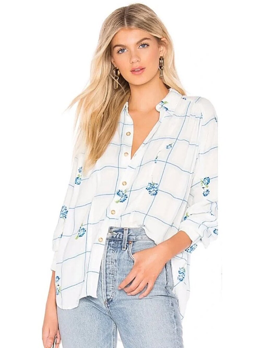 Free People Window to My Heart Floral Button Down Top - XS